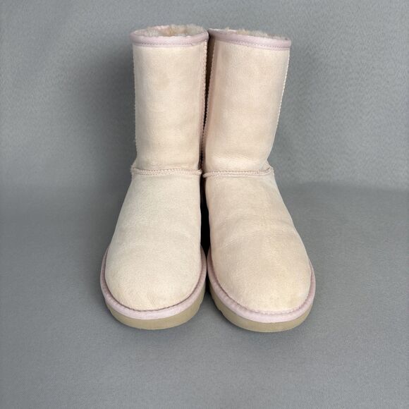 New Womens UGG Boots Sz 9 Classic Short Pink Shell Seashell Suede Wool Sold Out - Picture 13 of 16
